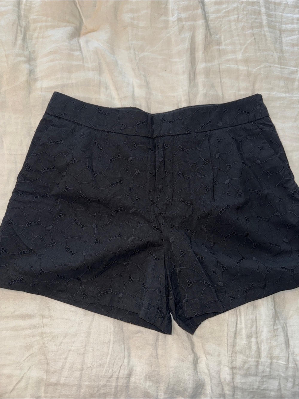 a new day Black Eyelet Flat Front Women's Shorts